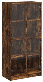 füstös tölgy színű magasszekrény ajtókkal 68x37x142 cm