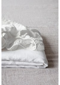 Fehér gumis len lepedő 160x200 cm White – Linen Tales