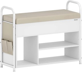 VASAGLE tárolós cipős pad ülőkével, 80 cm, felhőfehér-bézs