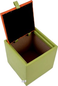 Box puff - műbőr, zöld/narancssárga - 21899/21895 R