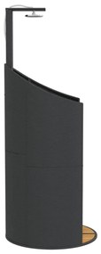 fekete polyrattan és akácfa kültéri zuhanyzó 100x100x241,5 cm