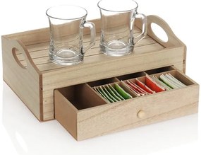 Tea tálaló tálca TEABOX 30x20 cm-es fiókkal