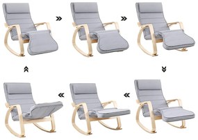 Hintaszék, relaxációs szék 5 irányban állítható lábtartó, világosszürke