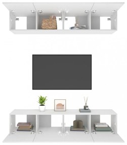 4 db fehér szerelt fa TV-szekrény 80 x 30 x 30 cm