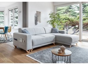 Világosszürke kinyitható-tárolóhelyes sarokkanapé Classy Sophie – Miuform