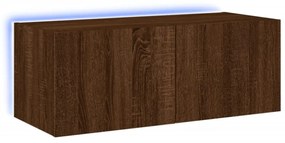 barna tölgyszínű fali TV-szekrény LED-del 80x35x31 cm