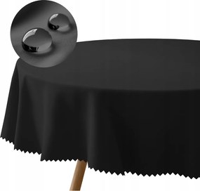 Abrosz kerek fekete 200 cm foltálló sima poliészter 240 g étkezőbe