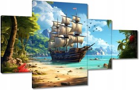 Festmények 130x80 Hajó egy paradicsomi szigeten