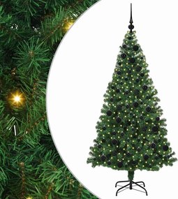 vidaXL Mű karácsonyfa 300 LED-del Zöld 180 cm PVC és Acél és Műanyag