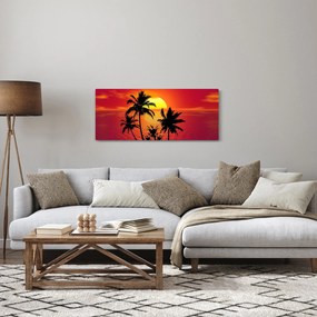 Egy sziget sziluettjének képe pálmafákkal (120x50 cm)