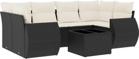vidaXL 7 részes fekete polyrattan kerti ülőgarnitúra párnával