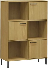 vidaXL OSLO barna tömör fa könyvszekrény fém lábakkal 90x35x128,5 cm