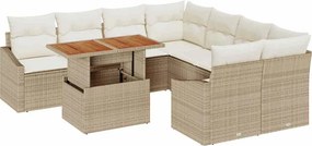 vidaXL Kert étkező szett párnával Beige és krém 100 x 55 x 73 cm