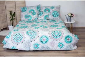 Mandala egyszemélyes pamut ágyneműhuzat türkiz díszítéssel, 140 x 200 cm - Cotton House