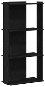 Könyvespolc 3 szintes Fekete 60x30x120 cm Használt fa