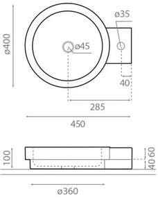 Bathco 00338 - ICONO pultfölé szerelhető mosdó 40x45 cm kő/bézs