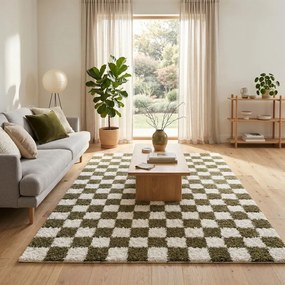 Sötétzöld-krémszínű szőnyeg 160x230 cm Grida – ESTE