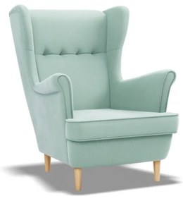 Uszak fotel, bársony, kék