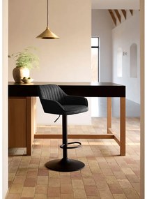 Sötétszürke kárpitozott állítható magasságú-karfás bárszék (ülésmagasság 65 cm) Nolan – Unique Furniture