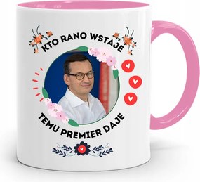 Rózsaszín Politikai Bögre Mateusz Morawiecki Miniszterelnök fényképes nyomtatással