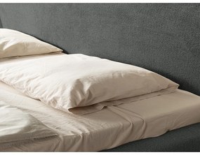 Sötétszürke kárpitozott franciaágy ágyráccsal 140x200 cm Makana – Makamii