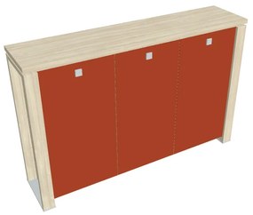 Verno+ közepes szekrény 200 x 46 x 130 cm, üvegajtó, akác / narancs