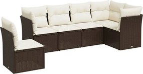 vidaXL 6 részes barna polyrattan kerti ülőgarnitúra párnával