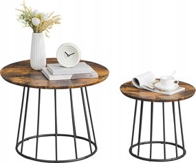 Dohányzóasztal Songmics Vasagle kerek 60 x 60 x 45cm rusztikus tölgy/ son52