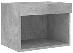 8 darab betonszürke szerelt fa fali TV-bútor LED-del