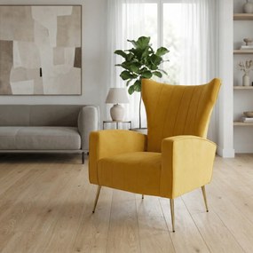 Relaxfotel, sárga Velvet szövet, BARET
