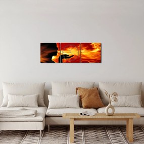 Egy nő képe lángokkal (órával) (90x30 cm)