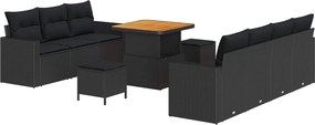 vidaXL Kerti Kanapé Szett 10 pcs Fekete polirattan
