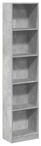betonszürke szerelt fa könyvespolc 40 x 24 x 176 cm