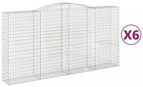 6 db íves horganyzott vas gabion kosár 400x50x200/220 cm