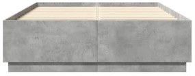 betonszürke szerelt fa ágykeret LED-del 160 x 200 cm