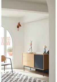 Yoko antracitszürke komód tölgyfa dekorral, szélesség 128 cm - Teulat