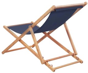 Kék összecsukható szövetkárpitos, favázas strandszék