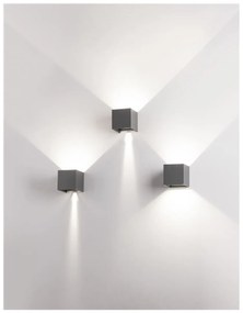 Nova Luce COMO kültéri fali lámpa, szürke, 3000K melegfehér, beépített LED, 2x3W, 510 lm, 847407