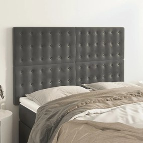 4 db sötétszürke bársony fejtámla 72 x 5 x 78/88 cm
