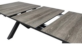 Kihúzható kerti asztal, kerámialap tölgy dekorral 200+60x100x77 cm, alumínium szerkezet