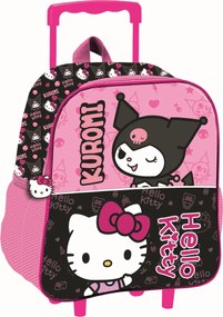 Hello Kitty & Kuromi gurulós ovis 3D hátizsák, táska 32 cm