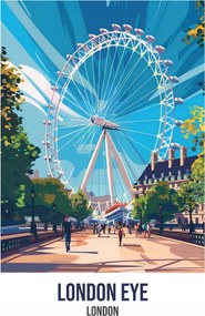 Poszter 29,7x42cm London Eye, London