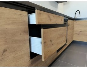 Konyhabútor MARINA 180 cm Craft tölgy/fényes fekete