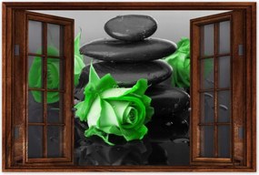 Poszterek 90x60 Zöld rózsavirágok