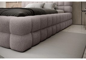 Világos rózsaszín kárpitozott ágyneműtartós franciaágy ágyráccsal 180x200 cm Dizzle – ELTAP