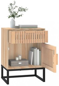 2 db szerelt fa és vas éjjeliszekrény 40x30x55,5 cm