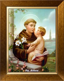 Szent Antoni Szakrális Kép Arany Vászon Díszkeret 30X40