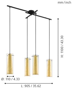 Eglo 97653 - Csillár zsinóron PINTO GOLD 4xE27/60W/230V