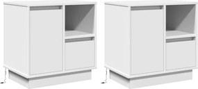 vidaXL Éjjeliszekrény fiókkal 2 pcs Fehér 50 x 34,5 x 50 cm Faanyag