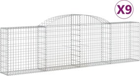 vidaXL 9 db íves horganyzott vas gabion kosár 300x30x80/100 cm